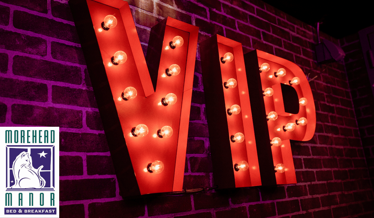 Big Names at DPAC Durham Performing Arts Center VIP sign in red neon lights